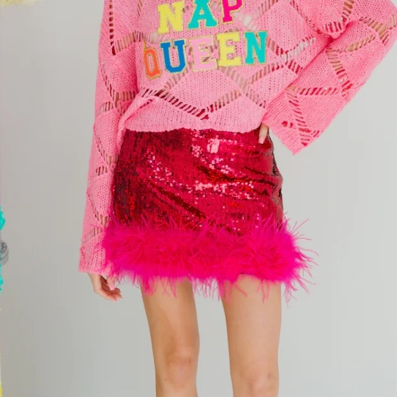 Judith March | New In Package | Sequin Feather Skirt | Pink Size M - Picture 3 of 4